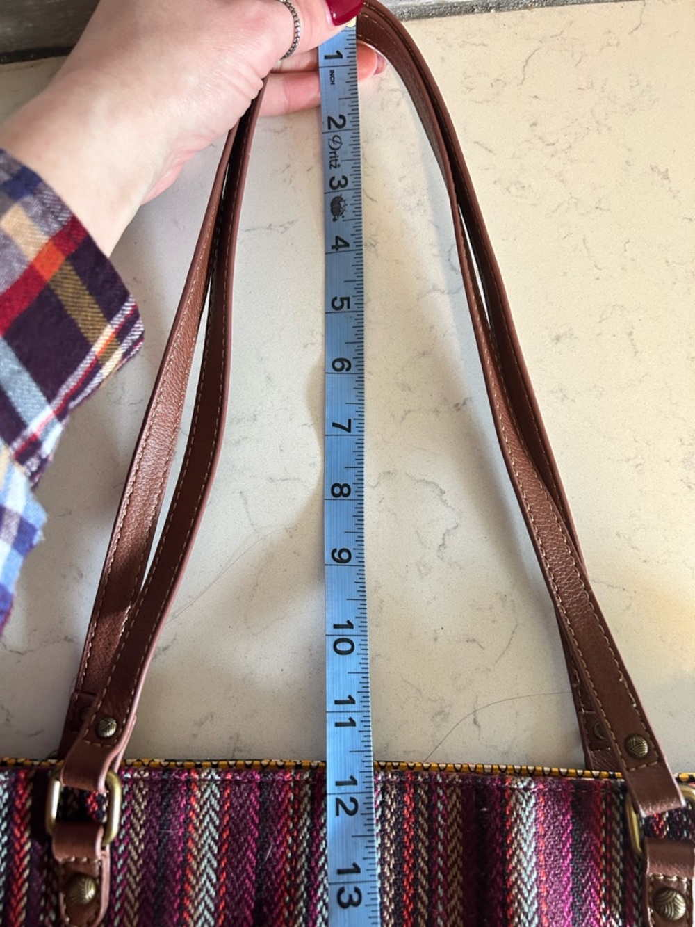 Sakroots Metro Tote Burgundy Faux Suede & Multicolor Pattern Shoulder Bag - Picture 9 of 16